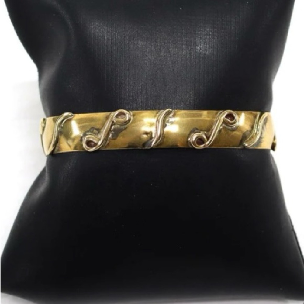Brass Swirl Accent Cuff Bracelet
